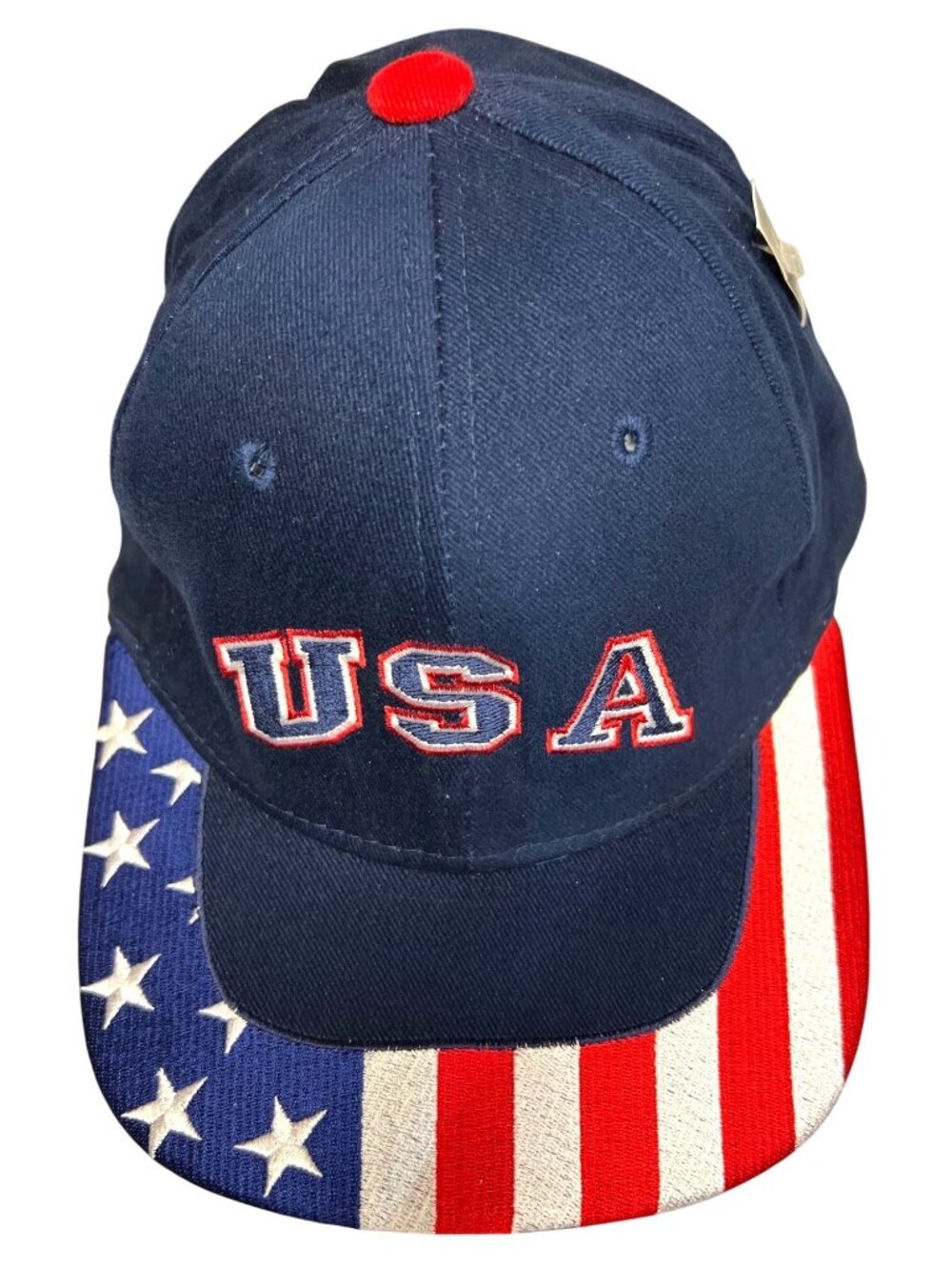USA Patriotic Baseball Cap With American Flag Brim Adjustable Strap Cotton
